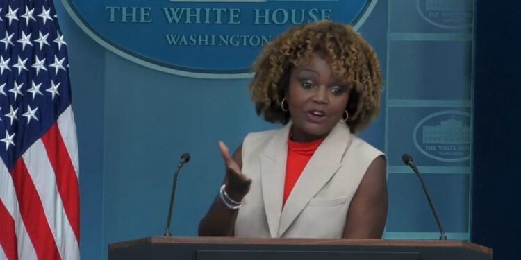 KJP and NBC Reporter Tagteam Newsmax Reporter for Asking if Biden is Awake